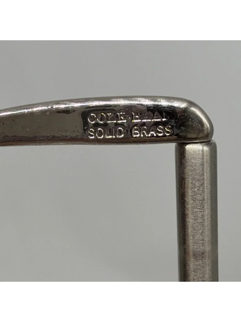 Cole Haan Black Leather Belt Solid Brass Silver Tone Buckle Men’s 34/85 Made USA